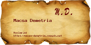 Macsa Demetria névjegykártya